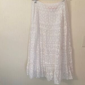 Cynthia Steffe Elegant White Eyelet A-Line Skirt